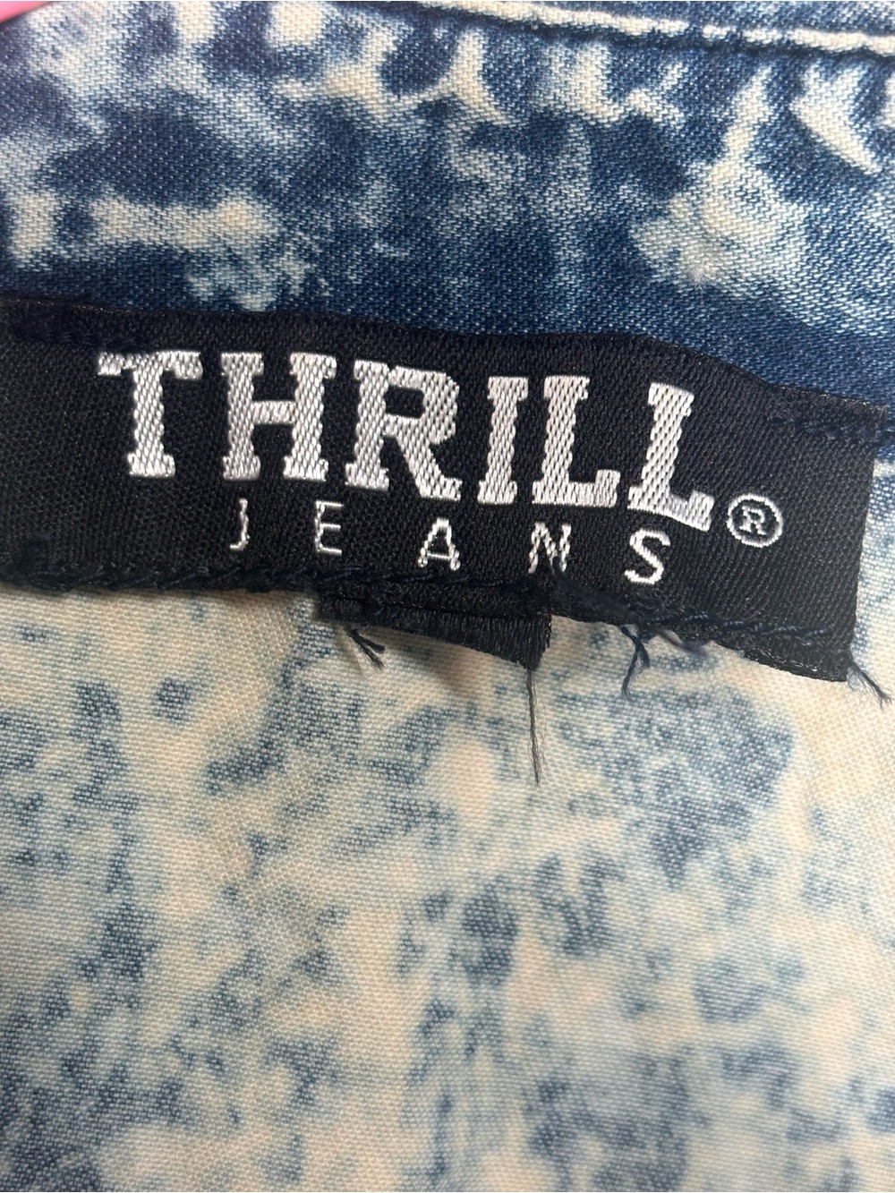 THRILL JEANS Acid-Wash Casual Denim Shirt Dress Blue Ombre Vintage Retro Sz XL - Picture 8 of 9